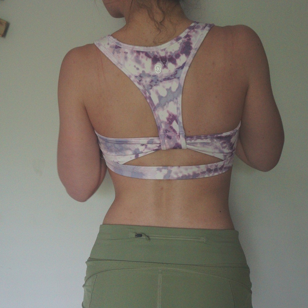 Purple Tie Dye Sports Bra with Back Detail